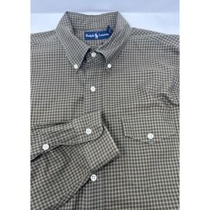 Polo Ralph Lauren Men's Brown/Green Plaid Cotton Shirt Size‎ Extra Large